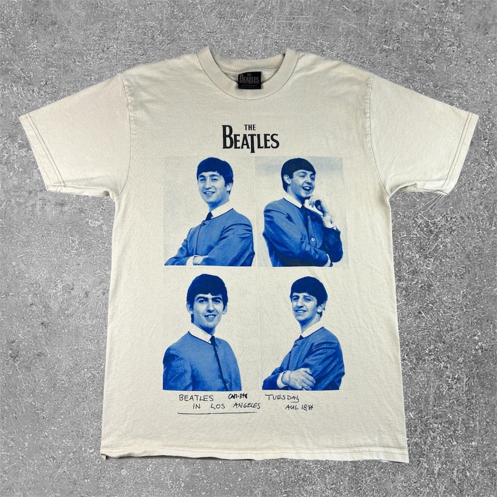 Online Ceramics The Beatles 60th Anniversary T-Shirt Mens Medium Tan 1964 LA